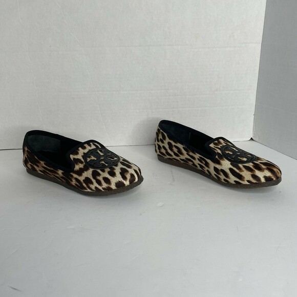 Tory Burch Billy Hair Calf Leopard Print Flats Shoes NIB Size 5 - Picture 2 of 10